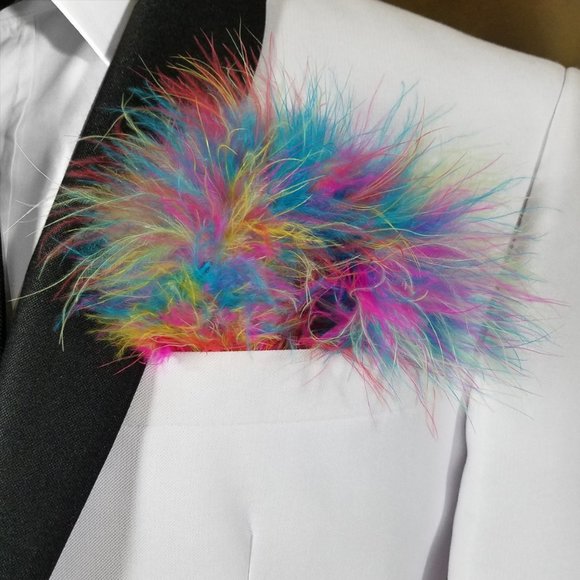 New - Genuine Marabou Feather Pocket Square Insert - Picture 2 of 6